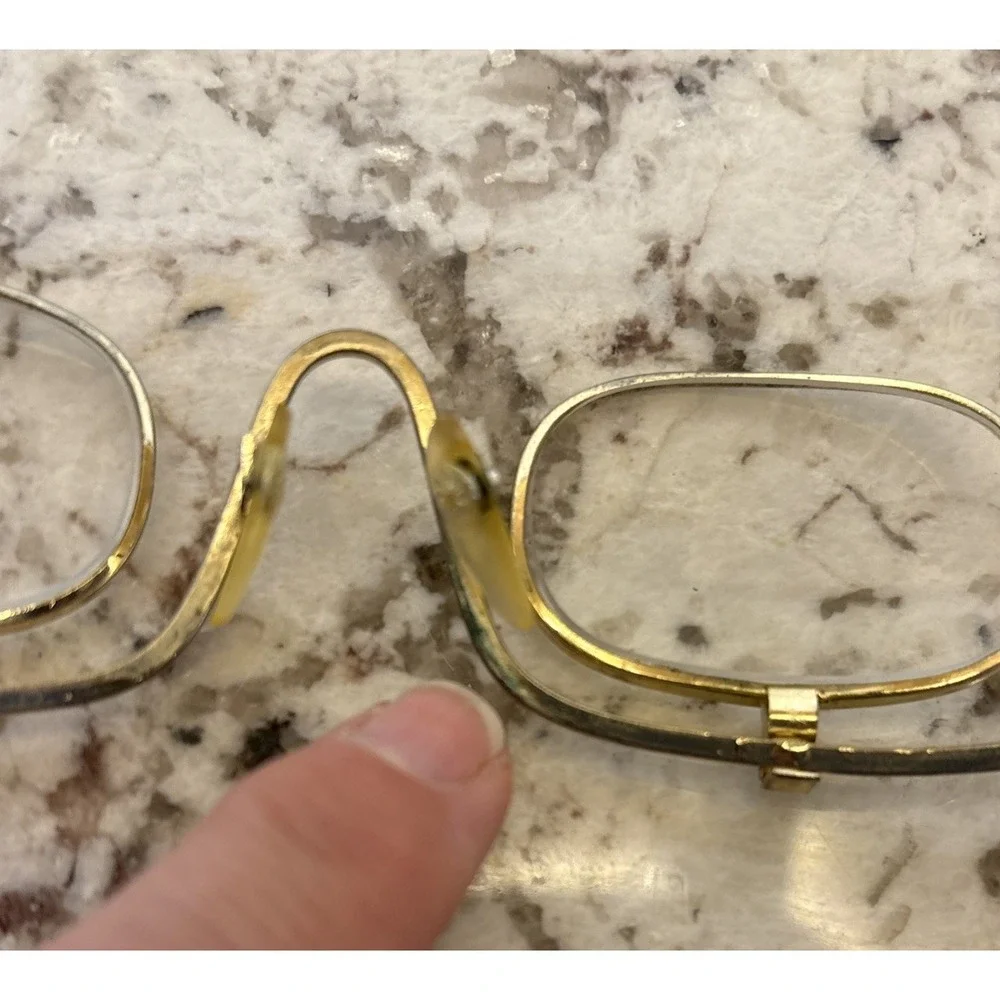 Vintage Reading Glasses Flip Down Lenses Gold‎ Tone Metal 1960s Steampunk